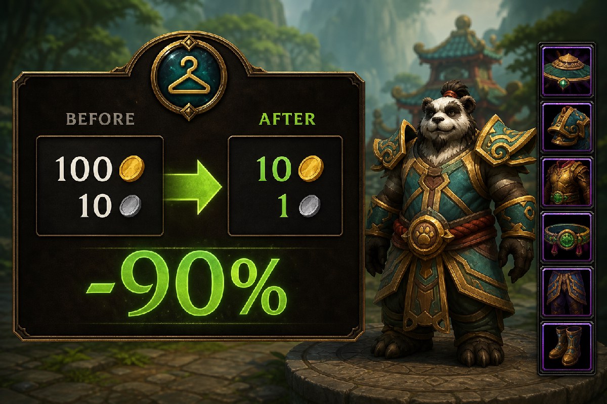 Transmog Outfit & Slot Costs Lowered By 90% – Mists of Pandaria Classic